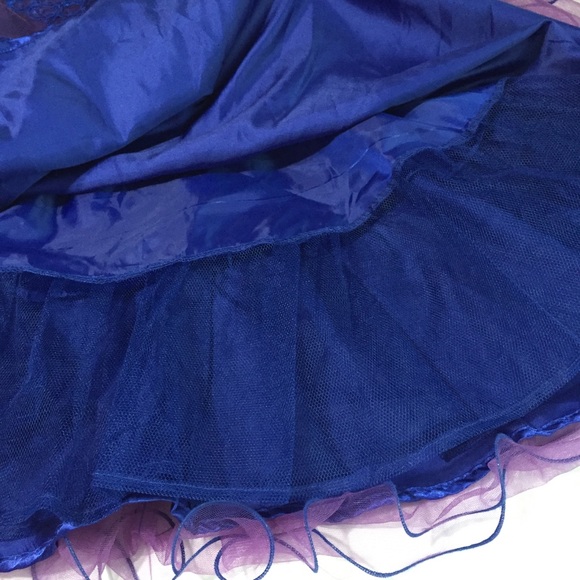 Lace Bodice Sequin Embellished Tulle Party Dress in Blue/Purple - Picture 7 of 13